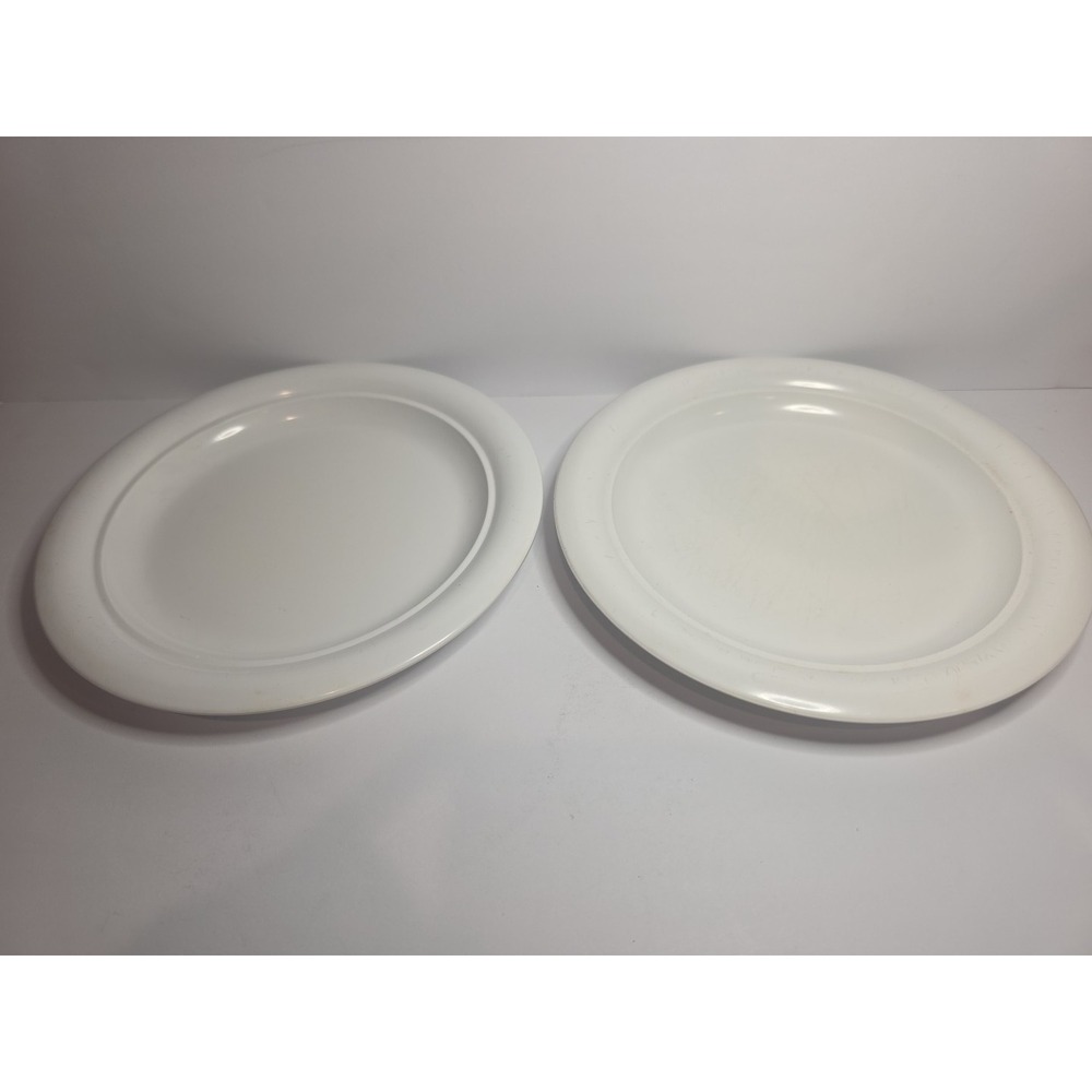 2 Vintage Zak Designs Oval Salad Plates White‎ 8.5" Melamine